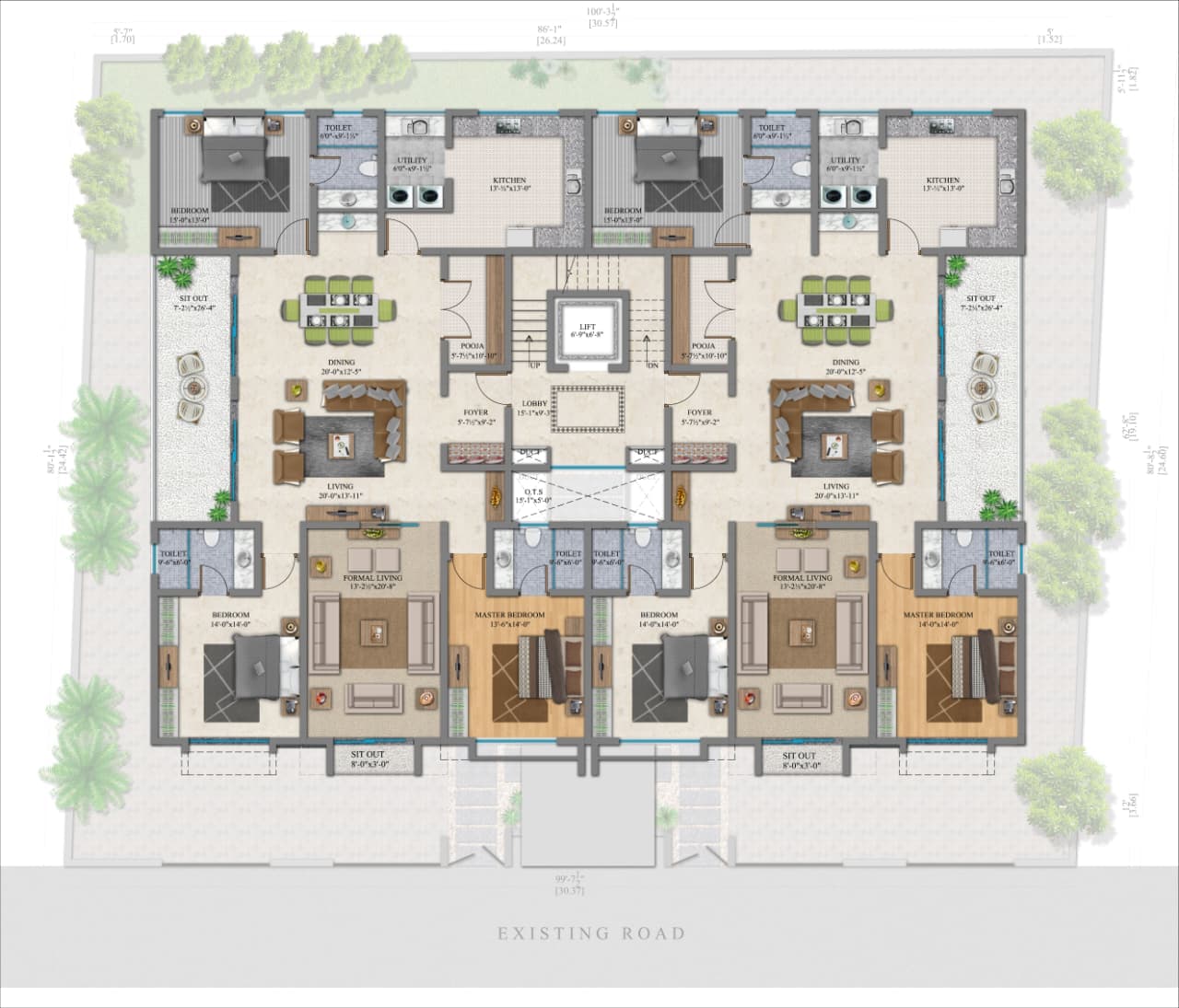 Elegant luxury apartment architectural design