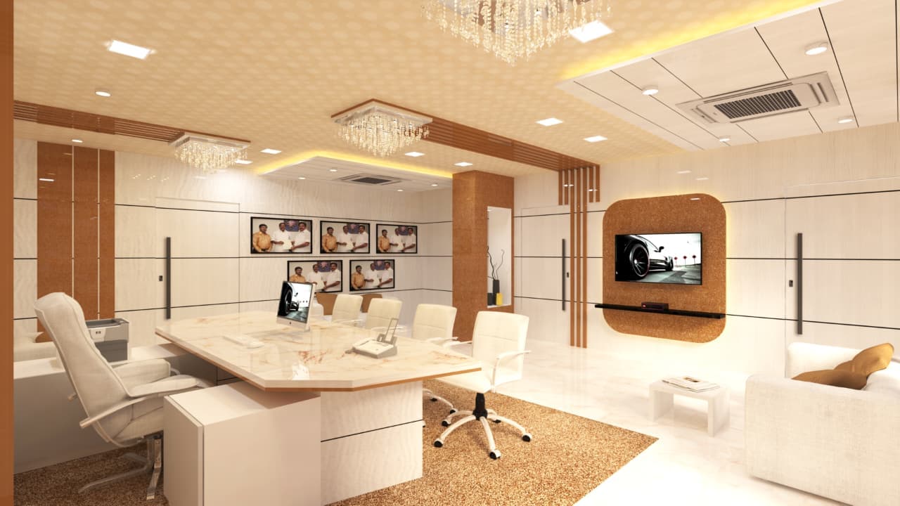Modern corporate office cabin interior